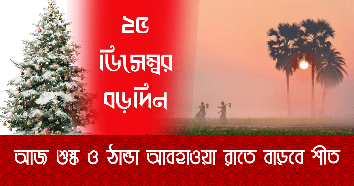 আজ শুভ বড়দিন: শুষ্ক ও ঠান্ডা আবহাওয়ায় উৎসব, রাতে বাড়বে শীত